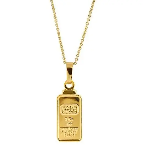 American Coin Treasures 1 Gram Swiss Ingot Replica Pendant Layered in 24KT Gold