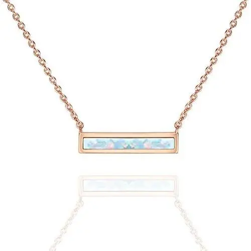 PAVOI 14K Gold Plated Thin Bar Green/White Created Opal Necklace Pendant 16-18'' PAVOI 14K Gold Plated Thin Bar Green/White Created Opal Necklace Pendant 16-18''