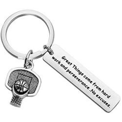 AKTAP Basketball Player Gift Basketball Lover Keychain Great Thing Come from Hard Work and Perseverance Inspirational Gift for Basketball Team
