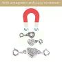 8 pcs Magnetic Necklace Clasps and Closures, Magnetic Clasps for Jewelry, Bracelet Extender, Silver Magnetic Closures with Lobster Clasp, Bracelet Clasp(Silver)