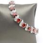 GZJY Red Cubic Zirconia Women Jewelry Set Silver Color Bracelet Earrings Necklace Pendant Jewelry