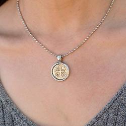 Lizzy James Vintage Gold Cross Coin on Adjustable Stainless Steel Necklace