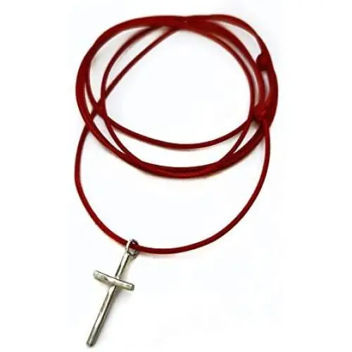 SymbolicDesign Silver Cross Necklace with red Strike for Good Luck and Protection SymbolicDesign Silver Cross Necklace with red Strike for Good Luck and Protection