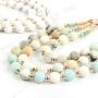 RIAH FASHION Bohemian Genuine Natural Stone Bead Strand Statement Necklace - Multi Layer Drape Chunky Bib Collar