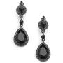 Mariell Jet Black Crystal Teardrop Dangle Earrings with Pave Frames - Ideal for Proms and Wedding Parties