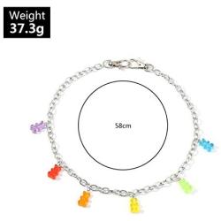 YIZHEN Colorful Gummy Resin Bear Necklace Earring Jewelry Set for Women Girls