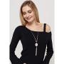 Long Tassel Pendant Necklace for Women Girls, Long Tassel Necklace,Genuine Quartz Stone Pendant Necklace,Ajustable from 32 to 34 Inch