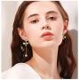 Gold Plated Bee Stud Dangle Drop Earrings for Women Girls Yellow Flower Crystal Jewelry by SUNSCSC