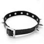 Top Plaza Mens Womens Black Genuine Leather Bracelets Necklaces Jewelry Set Metal Spike Studded Punk Rock Skull Biker Adjustable Cuff Bracelet Choker Necklace