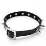 Top Plaza Mens Womens Black Genuine Leather Bracelets Necklaces Jewelry Set Metal Spike Studded Punk Rock Skull Biker Adjustable Cuff Bracelet Choker Necklace