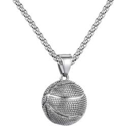 Mgutillart Punk Rock Titanium Steel Basketball Pendant Necklace