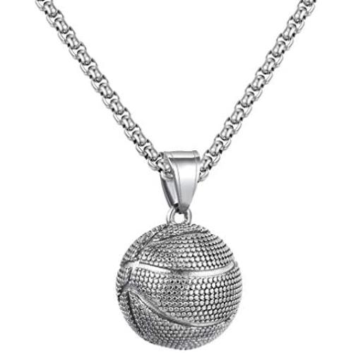 Mgutillart Punk Rock Titanium Steel Basketball Pendant Necklace