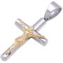 Double Rainbow Jewelry C08-P09 Mens Stainless Steel Gold Silver 2-Tone Jesus Cross Pendant 6mm Cuban Curb Necklace Chain Link