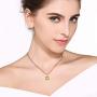 Swarovski Crystal Cube Pendant Necklaces for Women 14K Gold Plated Hypoallergenic Dainty Jewelry