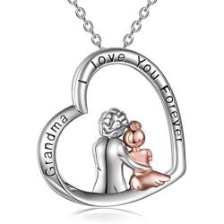 POPLYKE Sterling Silver Grandma/Sister/Mother Necklace Jewelry Gifts for Mom Grandma Sister