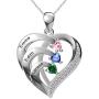 Asiarhyme 3 Custom Names Birthstone Necklaces for Women,925 Sterling Silver Mom and Kids Name Necklace,Copper Heart Necklace for Mother and Daughters