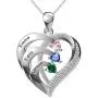 Asiarhyme 3 Custom Names Birthstone Necklaces for Women,925 Sterling Silver Mom and Kids Name Necklace,Copper Heart Necklace for Mother and Daughters