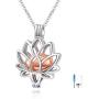 YWN Sterling Silver Cremation Jewelry for Ashes - Lotus Flower Pendant with Mini Keepsake Urn Memorial necklace for ashes of loved one