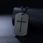 JAYUMO Mens Fashion Stainless Steel Military Cross Dog Tag Pendant Necklace Curb Chain 22-24 Inch，Black, Silver
