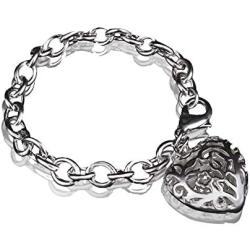 DVE Fashion Chain Bracelet, Hollow Out Heart Pendant Silver Plated Chain Bracelets for Women, Nickel-Free, Hypoallergenic