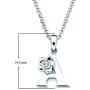 925 Sterling Silver Diamond Accent Initial Letter With Flower Accent Girls Pendant Necklace With 14'' Rolo Chain and 2'' Extender