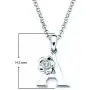 925 Sterling Silver Diamond Accent Initial Letter With Flower Accent Girls Pendant Necklace With 14'' Rolo Chain and 2'' Extender