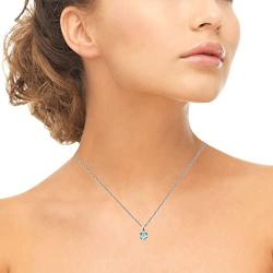 GemStar USA Sterling Silver Blue Topaz Bezel-Set Heart Pendant Necklace