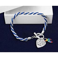 Fundraising For A Cause | Autism Awareness Charm Bracelet with Accent String - Puzzle Ribbon Bracelets for Autism & Asperger’s Awareness in a Gift Box
