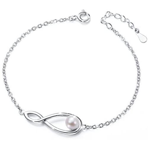 S925 Sterling Silver snowflake Infinity Cross Adjustable Link Bangle Bracelet for Women