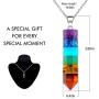 ASTRYAS 7 Chakra Stones Necklace Gemstone Pendant Reiki Energy Yoga Balanced Crystal Divination Pendulum for Women Girls - Cone Hexagonal with 18''Stainless Steel Chain Strap Gift Box