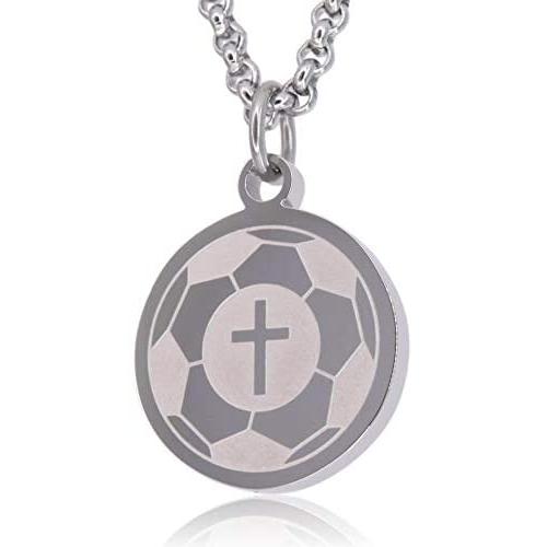 Pendant Sports Luke 1:37 Athletes Necklace Crafted in Stainless Steel and Presented in a Black Velvet Box. Baseball, Football, Hockey, Racing, Soccer, Basketball & Volleyball.