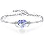 GEORGE · SMITH Infinity Love Heart Bangle Bracelet for Women Silver-Tone Adjustable Birthstone Bracelets with Austria Crystals, Women Girls Valentines Day Gifts with Elegant Jewelry Box