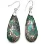 Teardrop Sea Sediment Imperial Jasper Natural Stone Gemstone Necklace Pendant & Drop Dangle Hook Earrings Jewelry Set For Women Girls