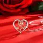 Klurent Rose Necklace for Women, Rose Gold Flower Silver Heart Pendant with 5A Cubic Zirconia Necklace Gift For Mothers Day Valentines Day Thanksgiving Christmas, New Year.