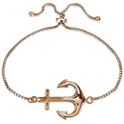 Hoops & Loops Sterling Silver Polished Anchor Adjustable Bracelet Hoops & Loops Sterling Silver Polished Anchor Adjustable Bracelet