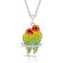 Crystal Lovebirds Scarlet Macaw Parrot,Natural Silver Pendant Fine Jewelry Gifts For Women & Girls, with Free Breathtaking Gift Box for Special Moments of Love