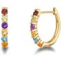 FANCIME 14k Solid Yellow Gold Star & Wish Rainbow Multicolor Gemstones 0.88cttw Peridot/Citrine/Yellow Sapphire/Garnet/Blue Topaz/Amethyst Small Tiny Huggie Hoop Earrings For Women Girls (Huggie Hoops)