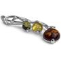 Sterling Silver Multicolor Natural Amber Pendant Necklace Chain 18 Inches