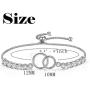 GDDX Mother Daughter Bracelet, Sister Link Bracelet - Sterling Silver Two Interlocking Infinity Double Circles, Birthday Gift for Mom Daughter