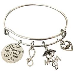 Medical Assistant Bracelet Charm Bracelet, She Believed She Could So She Did MA Jewelry, Medical Assistant Gifts for Women