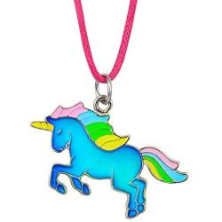 Fun Jewels Fairy Tale Cute Unicorn Pendant Color Change Chunky Mood Necklace with Glitter Gift for Girls