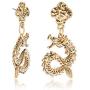 Rambling Rose Fashion Snake Drop Earrings for Women Men Gold Color Crystal Alloy Statement Exaggerated Earrings Animal Jewelry