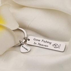 AKTAP Memorial Keychain in Memory of Dad Gone Fishing in Heaven Sympathy Gift for Loss of Loved One