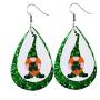 6 Pairs Gnome Faux Leather Dangle Earrings Set Green Teardrop Lightweight Drop Earrings for Women Girls St Patricks Day Party Jewelry Gift