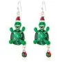 RareLove Cute Christmas Happy Turtle Tortise with Santa Hat Ring Bell Piercing Dangle Earrings Silver Plated Alloy Holiday Jewelry For Women Girls