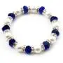 Avalaya White & Royal Blue Imitation Pearl Bead with Diamante Ring Necklace, Bracelet & Earrings Set (Silver Tone Metal) - 44cm L/ 4cm Ext Avalaya White & Royal Blue Imitation Pearl Bead with Diamante Ring Necklace, Bracelet & Earrings Set (Silver Tone Metal) - 44cm L/ 4cm Ext