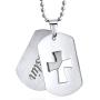 Bling Jewelry Hip Hop Biker Mens Military Army Style Dog Tag Cross Pendant Necklace for Men Black Silver Tone Matte Stainless Steel
