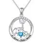 DAOSHANG 925 Sterling Silver I Love You Mom Elephant Mother Daughter Round Pendant Necklace for Women Animal Jewelry Gift DAOSHANG 925 Sterling Silver I Love You Mom Elephant Mother Daughter Round Pendant Necklace for Women Animal Jewelry Gift
