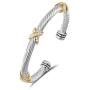 UNY Bracelet Designer Brand Inspired Antique Women Jewelry Cross Cable Wire Bangle Christmas Day Gifts (Triple Stone)