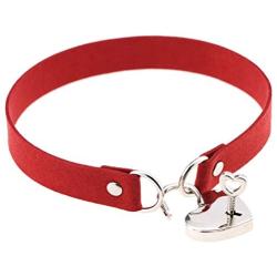 FM FM42 Openable Heart Lock Charm 0.67'' Width Simulated Leather Cloth Choker (16 Colors)